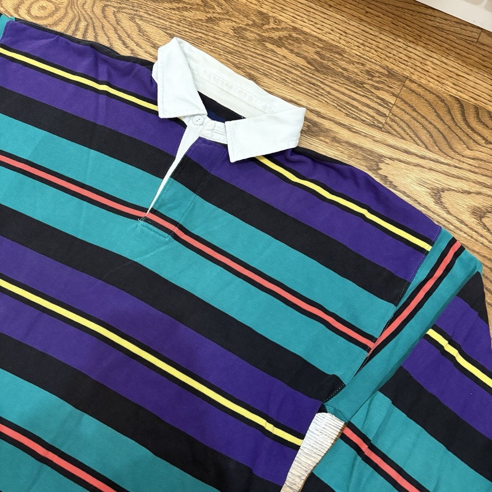 Vintage Britches Rugby Shirt Mens Medium Colorful Collared Colorblock Preppy 90s